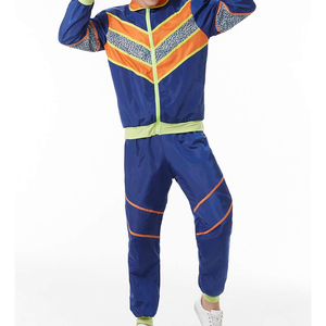 Men's Blue Orange Color Blocking Tracksuit <b>Set</b> Sporty Zip Up Jacket And Pants <b>Knitted</b> Polyester Jogger Outfit Turn Down Collar - Product Image 2