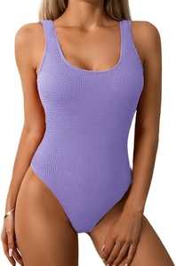 Maillot de bain une pièce côtelé pour femme Weixinbuy, bretelles réglables, color block, séchage rapide, imprimé uni, idéal pour l'été et la plage - Product Image 6