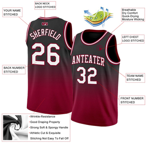 เสื้อบาสเก็ตบอลสำหรับทีมแข่งขันระดับท็อปไซส์พลัส  แบบ OEM พิมพ์ลายแบบ Sublimation แห้งเร็ว ผลิตจากโพลีเอสเตอร์ 100% - Product Image 2