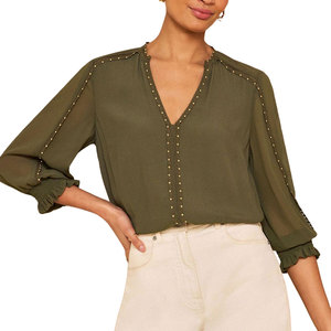 Blusa Moderna para Mujer, Tela Suave, Corte Regular, Diseño Moderno, Corta, Informal, Transpirable, para Uso Diario, Moda Urbana - Product Image 1