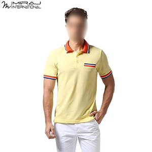 เสื้อโปโลผู้ชายสีเหลืองอ่อน น้ำหนักเบา ระบายอากาศได้ดี ซักเครื่องได้ ดีไซน์โดดเด่น ผลิตตามสั่ง MOQ ต่ำ เหมาะสำหรับใส่ลำลอง - Product Image 3