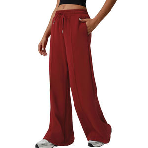 Pantalon de jogging color block taille haute coupe ample jambe droite avec poches, confortable et respirant pour le fitness et le yoga - Product Image 5