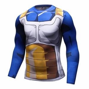 T-shirt de sport à manches longues imprimé numérique, anime japonais Vegeta Goku Super Saiyan, 3D Rash Guard, cosplay personnalisé, pour hommes - Product Image 4