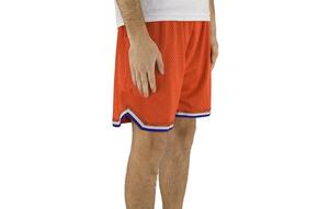 Pantalones Cortos Deportivos de Malla Naranja para Hombre, Cintura Elástica, Transpirables, Estilo Deportivo, Corte Medio con Ribete Azul y Blanco - Product Image 3