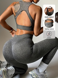 3-Piece Solid Reversible Anti-UV Breathable Gym <b>Yoga</b> Wear <b>Set</b> Women 100% Seamless Design Custom Logo Mid Waist Wholesale OEM - Product Image 4