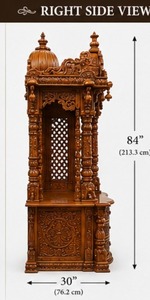 Fabricante de Templos de Madera de Teca en India, Templo de Madera Tallada de Diseño, Templo Marrón con Cúpula para el Hogar - Product Image 5