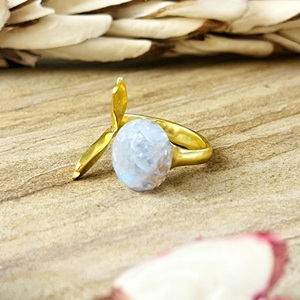High Demand Boho Fish Tail <b>Ring</b> Boho Brass Moonstone <b>Ring</b> for Women 18k Gold Plated <b>Dainty</b> Open Band <b>Ring</b> for Wholesale/OEM/ODM - Product Image 5