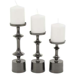 <b>Candlestick</b> Holder Set of 3 with <b>Silver</b> Finish Home Decoration Durable Metal Design - Product Image 4
