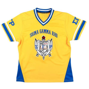 Camiseta Deportiva Personalizada Sublimada Sigma Gamma Rho, Uniforme de Equipo con Cuello en V para Hombre y Mujer, Transpirable, para Hermandades y Fraternidades - Product Image 1