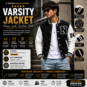 เสื้อแจ็คเก็ต Letterman ปักโลโก้ตามสั่ง ขายส่ง |   ผู้ผลิตเสื้อแจ็คเก็ตวาร์ซิตี้บอมเบอร์ |   แจ็คเก็ต OEM ODM แบรนด์ส่วนตัว |   งานปักคุณภาพพรีเมียม - Product Image 5