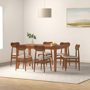 Chaise de salle à manger en bois avec siège rembourré en tissu et pieds en bois massif pour la maison, chaise de salle à manger confortable - Product Image 5