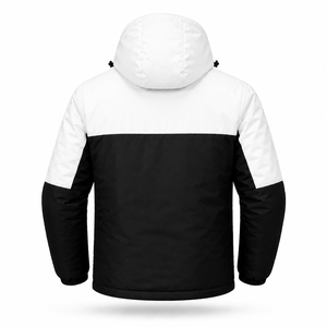 Custom Men's Winter Waterproof Hooded Puffer <b>Jacket</b> Windproof Insulated Outdoor Thermal Coat Black <b>White</b> Full Zip Parka OEM ODM - Product Image 4