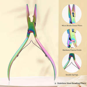 Kit de alicates profesionales para instalación de extensiones de cabello, para microanillos, nanoanillos y extensiones de cabello por fusión, juego de herramientas de salón de alta resistencia - Product Image 2