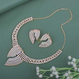 Noah CZ Designer Fine <b>Jewelry</b> <b>Set</b>-Gold Plated Zircon <b>Bridal</b> & Wedding Earring <b>Set</b> - Product Image 2