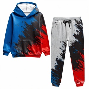 Ensemble sweat-shirt et pantalon de survêtement à capuche uni avec cordon de serrage, style sportif printanier, unisexe, noir, blanc, rouge, pour la course, vente en gros - Product Image 2