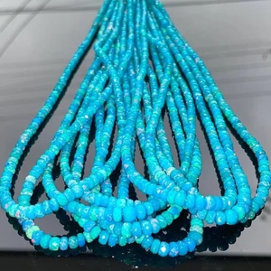 ลูกปัดโอปอลเหลี่ยมเพชรพลอยสีฟ้า Paraiba ขนาด3-5มม. 16นิ้วลูกปัดโอปอลไฟธรรมชาติสำหรับทำเครื่องประดับ - Product Image 1