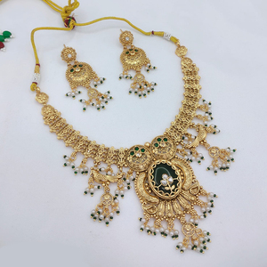 JeweleMarket Women's Gold Plated Crystal Rhinestone Ethnic <b>Beads</b> Wedding Engagement Anniversary Gift Necklace Earring <b>Set</b> - Product Image 2
