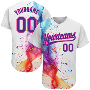 เสื้อเบสบอลแบบกำหนดเอง พิมพ์โลโก้ของคุณเอง ชื่อทีม หมายเลข สีขาวลายทางเต็มตัว สีตามสั่ง ไซส์พลัส โพลีเอสเตอร์ 100% ODM - Product Image 4