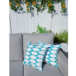 ชุดหมอนอิงลายจุดสีเขียวอมฟ้าและสีขาวสำหรับใช้งานกลางแจ้ง 2 ชิ้น ขนาด 16.54" x 16.54" - Product Image 2