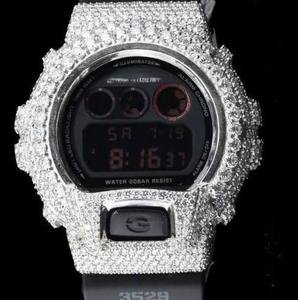 Montre personnalisée G-Sh0 Mod avec lunette sertie de diamants Moissanite VVS, style Hip Hop Bust Down de luxe - Product Image 6