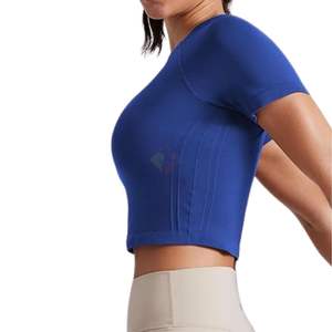 Camiseta Deportiva Corta para Mujer, Ropa de Yoga Ajustada, de Alta Elasticidad, Color Sólido, Secado Rápido, para Correr - Product Image 3