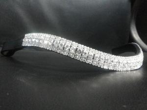 Banda de cejas de calidad genuina para caballos Acentos de cuero suave y cristal - Product Image 3