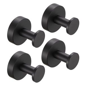 Gancio appendiabiti da parete nero opaco, confezione da 4, moderno in metallo personalizzabile per ingresso, armadio, guardaroba, camera da letto - Product Image 1