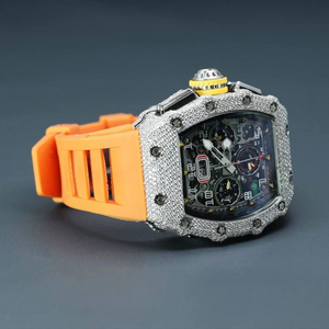 Montre analogique de luxe sport et affaires en acier inoxydable avec mouvement à quartz, tourbillon ETA, diamants VVS glacés et moissanite, 40mm 25mm - Product Image 3