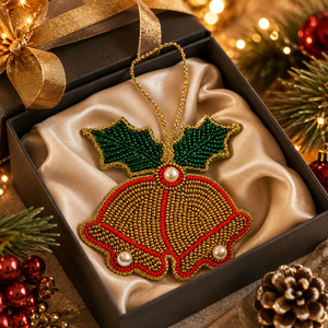 SSTRINGZ KC31 Handmade Beaded <b>Christmas</b> Bell Bag <b>Charm</b> Pearl Seed Bead Holiday Keychain Ornament Promotional Haryana - Product Image 5