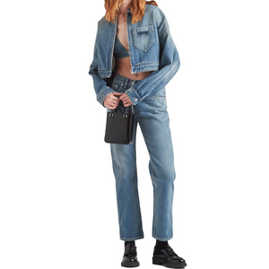 Custom wholesale Women's <b>Cropped</b> Organic <b>Denim</b> <b>Jacket</b> Oversized Casual Streetwear OEM Fashion Premium Outerwear Private label - Product Image 6