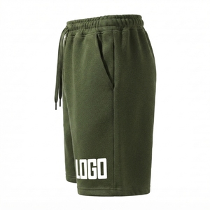 Pantalones Cortos de Algodón de Color Sólido para Hombre con Cintura Ajustable con Cordón y Bolsillos, Ropa Casual, Tejido Transpirable, con Logotipo - Product Image 2