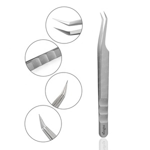 Ensemble de pinces à cils en acier inoxydable à pointe inclinée à 45 degrés Nouvel applicateur de cils pour extension de cils Pince à épiler en gros - Product Image 1