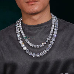 Collier tennis en moissanite, taille brillant rond, argent sterling S925, plaqué or 18 carats, plaqué rhodium, bijoux de luxe unisexe - Product Image 3