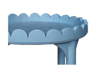 Table basse bleue à bords festonnés, table d'appoint ronde à deux niveaux pour salon