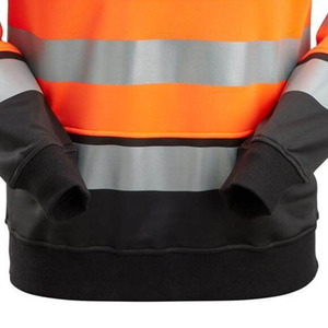 Men's Reflective Safety <b>Sweatshirt</b> <b>Crew</b> <b>Neck</b> Long Sleeve Orange <b>Black</b> High Visibility Workwear with Pocket Regular Fit - Product Image 5