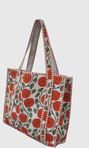 Sac fourre-tout perlé avec broderie de coquelicot rouge, ouverture supérieure, sac de shopping pour femme, utilisation toutes saisons - Product Image 2