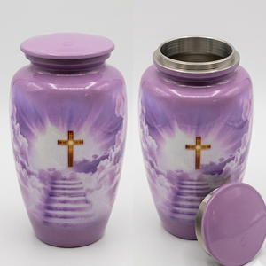 Urne funéraire en aluminium poli pour cendres - Urne de crémation pour adulte avec couvercle sécurisé - Vase commémoratif en métal pour enterrement ou cimetière - Product Image 4