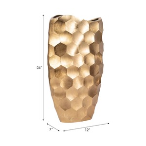 Vase contemporain Chrome Bloom à motif hexagonal, fait main, décoration de table, hauteur 39 cm - Product Image 6
