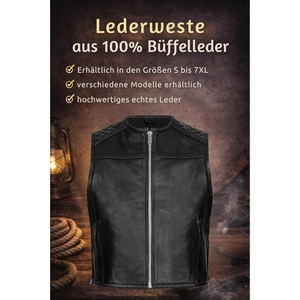 Chaleco de motociclista de cuero genuino para hombre con un corte tradicional diseñado para la comodidad en el uso diario y un estilo de motocicleta sencillo y atemporal. - Product Image 4