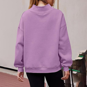 Customizable Oversized Solid Women <b>Drop</b> Shoulder Mock neck Sweatshirt Polyester / Cotton Material Breathable Customized Logo - Product Image 4