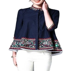 Tunique de soirée à manches longues et col en V, avec dentelle et broderie lourde, nouveau design exclusif pour la vente en gros - Product Image 1