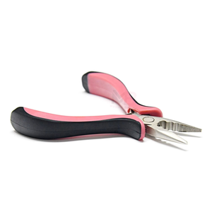 Kit de Pinzas Profesionales de Acero Inoxidable para Extensiones de Cabello, Más Vendido, con Mangos Rosados y Negros para Remover Anillos de Microquitaadhesivos de Queratina - Product Image 1
