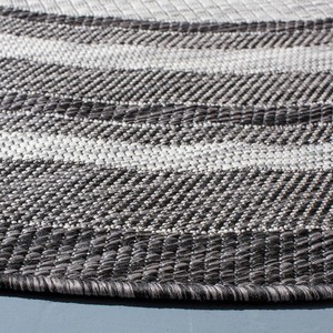 <b>Round</b> Striped Area <b>Rug</b> Modern Flat Weave Polypropylene Non-Slip Rubber Backing Living Room Use Thin 0.2-0.4 in - Product Image 4