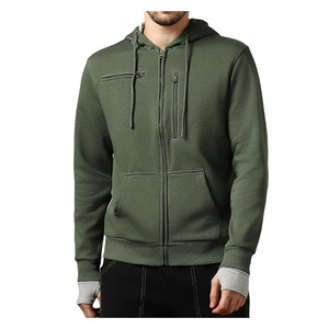 Sweat à capuche zippé en molleton épais pour homme, style streetwear, personnalisable avec logo, coupe oversize, fermeture éclair intégrale, en coton. - Product Image 6