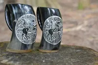 Mug en corne classique gravé sur mesure pour la bière, à double paroi et écologique, cadeau de mariage et d'entreprise, vente en gros disponible
