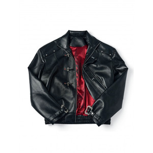 Chaqueta de Motociclista de Cuero Negra para Hombre, Manga Larga, Resistente al Viento, Estilo Invernal, Informal, Cortavientos, a la Moda - Product Image 1