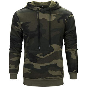 Sweat à capuche camouflage pour homme en mélange coton-polyester, style sweat-shirt avec cordon de serrage, poches latérales, haut décontracté - Product Image 1