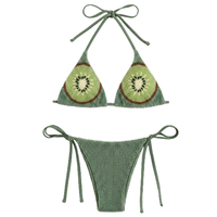 Ensemble de bikini jaune perlé personnalisé pour femme avec bretelles halter à nouer – Maillot de bain deux pièces élégant pour l'été