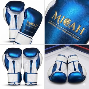Guantes de Boxeo Profesionales MICAH, Transpirables, de Cuero con Cierre de Gancho y Bucle, Nombre Personalizado Jonathan, Azul Blanco, Equipo de Entrenamiento para Adultos - Product Image 5
