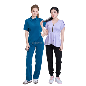 Tenues médicales de qualité supérieure : ensembles de blouses à col montant et manches courtes imprimées, uniformes de santé communautaire, uniformes FMF - Product Image 2